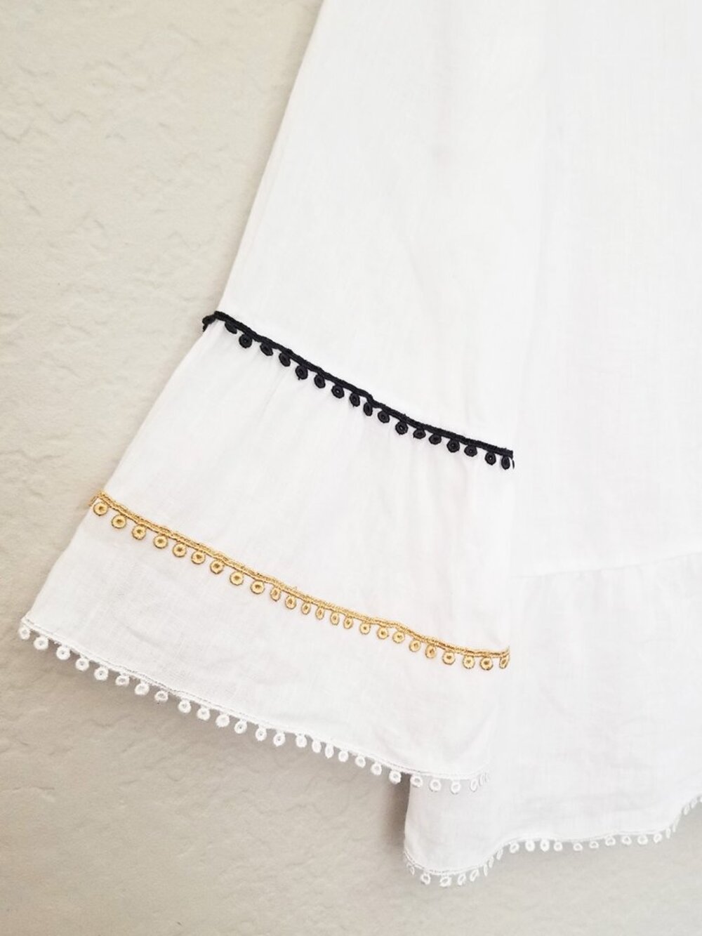 Purotatto 100% Linen Flax Blouse Top White Bell Sleeves Crochet Trim Italy 44 M - Picture 11 of 13